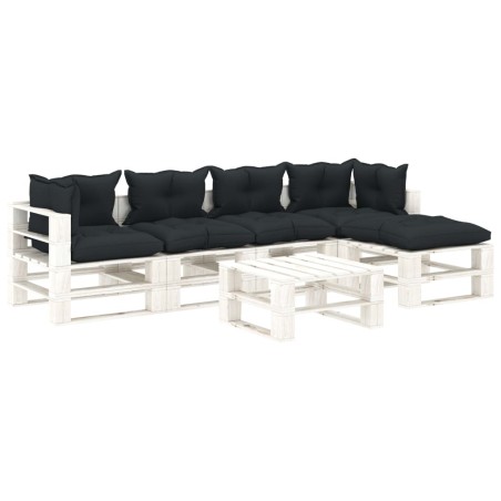 vidaXL Muebles de palets de jardín 6 pzas madera cojines antracita