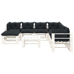 vidaXL Muebles de palets de jardín 9 pzas madera cojines antracita