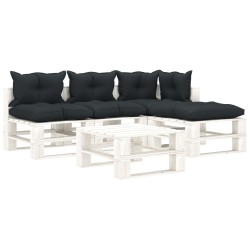 vidaXL Muebles de palets de jardín 5 pzas madera cojines antracita