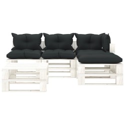 vidaXL Muebles de palets de jardín 5 pzas madera cojines antracita