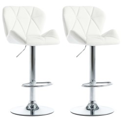 vidaXL Taburetes de cocina 2 unidades cuero sintético blanco