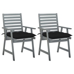 vidaXL Sillas de comedor jardín 2 uds madera maciza acacia con cojines