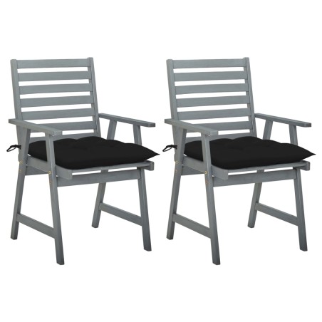 vidaXL Sillas de comedor jardín 2 uds madera maciza acacia con cojines