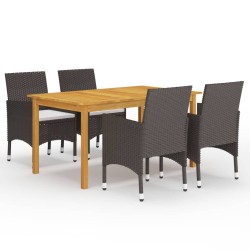 vidaXL Juego de comedor para jardín de 5 piezas marrón