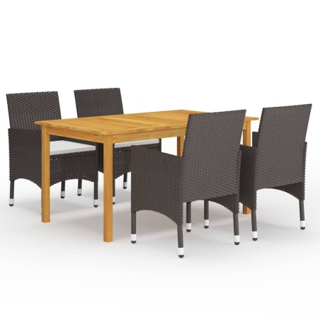 vidaXL Juego de comedor para jardín de 5 piezas marrón