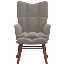 vidaXL Silla mecedora con reposapiés terciopelo gris claro