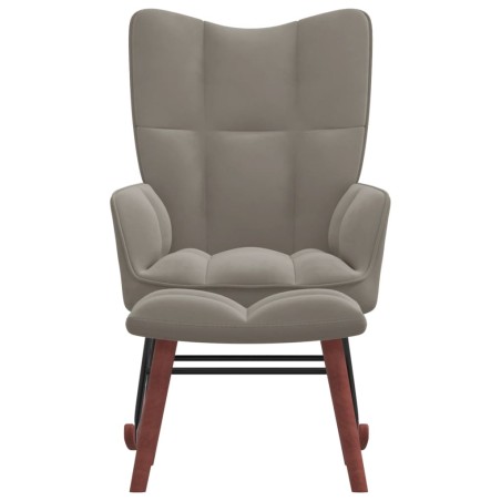 vidaXL Silla mecedora con reposapiés terciopelo gris claro