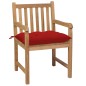 vidaXL Sillas de jardín 4 uds madera maciza de teca con cojines rojos vidaXL Sillas de jardín 4 uds madera maciza de teca con cojines rojos