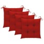 vidaXL Sillas de jardín 4 uds madera maciza de teca con cojines rojos vidaXL Sillas de jardín 4 uds madera maciza de teca con cojines rojos