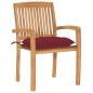 vidaXL Sillas de jardín apilables 4 uds madera de teca con cojines vidaXL Sillas de jardín apilables 4 uds madera de teca con cojines