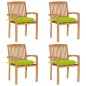 vidaXL Sillas de jardín apilables 4 uds madera de teca con cojines vidaXL Sillas de jardín apilables 4 uds madera de teca con cojines