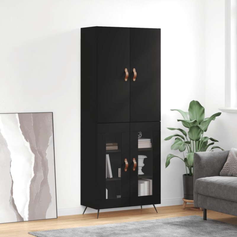 vidaXL Aparador alto madera contrachapada negro 69,5x34x180 cm vidaXL Aparador alto madera contrachapada negro 69,5x34x180 cm