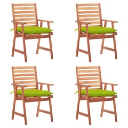 vidaXL Sillas comedor de jardín y cojines 4 uds madera maciza acacia