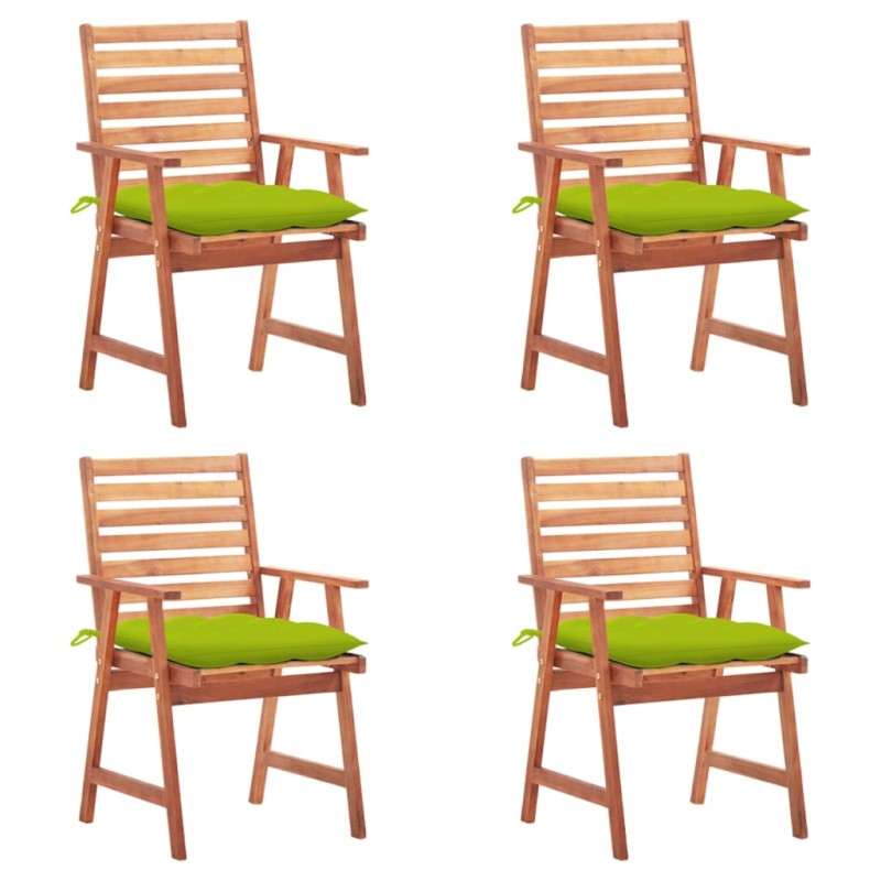 vidaXL Sillas comedor de jardín y cojines 4 uds madera maciza acacia vidaXL Sillas comedor de jardín y cojines 4 uds madera maciza acacia