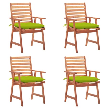 vidaXL Sillas comedor de jardín y cojines 4 uds madera maciza acacia