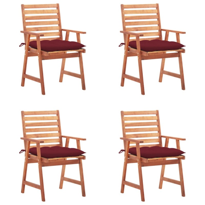 vidaXL Sillas comedor de jardín y cojines 4 uds madera maciza acacia vidaXL Sillas comedor de jardín y cojines 4 uds madera maciza acacia