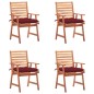 vidaXL Sillas comedor de jardín y cojines 4 uds madera maciza acacia vidaXL Sillas comedor de jardín y cojines 4 uds madera maciza acacia