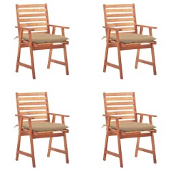 vidaXL Sillas comedor de jardín y cojines 4 uds madera maciza acacia