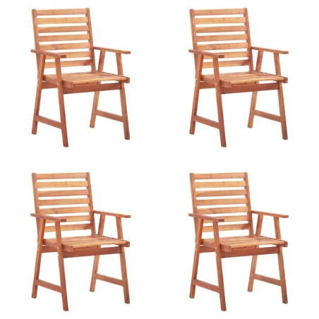 vidaXL Sillas comedor de jardín y cojines 4 uds madera maciza acacia