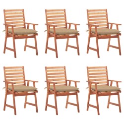 vidaXL Sillas comedor de jardín y cojines 6 uds madera maciza acacia 
