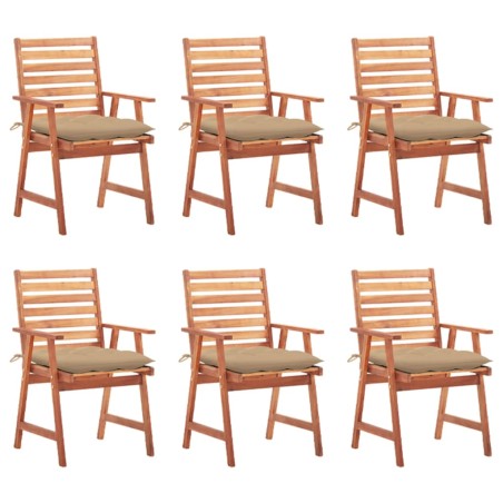 vidaXL Sillas comedor de jardín y cojines 6 uds madera maciza acacia 
