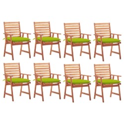 vidaXL Sillas comedor de jardín y cojines 8 uds madera maciza acacia 