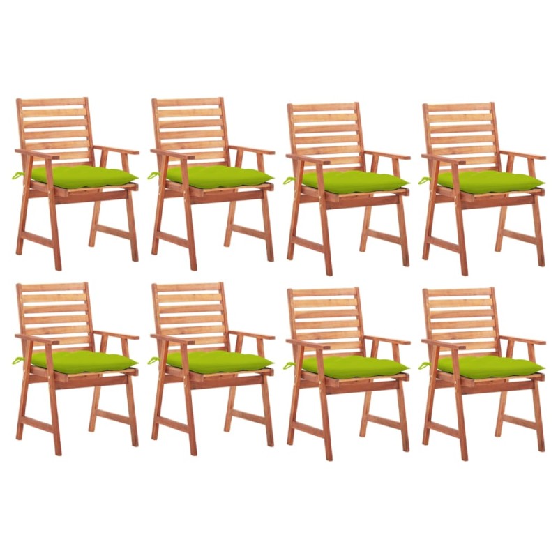 vidaXL Sillas comedor de jardín y cojines 8 uds madera maciza acacia vidaXL Sillas comedor de jardín y cojines 8 uds madera maciza acacia