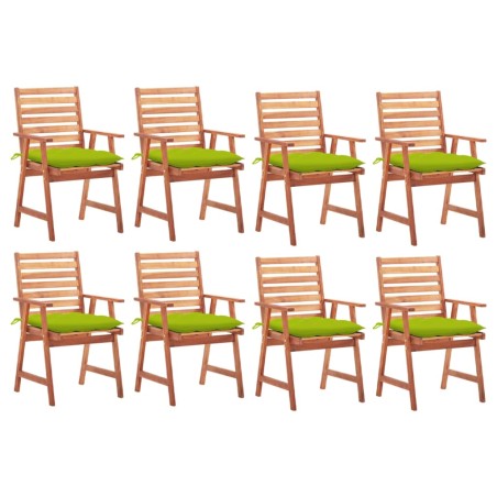 vidaXL Sillas comedor de jardín y cojines 8 uds madera maciza acacia 