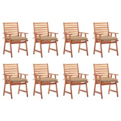 vidaXL Sillas comedor de jardín y cojines 8 uds madera maciza acacia 