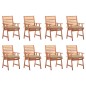 vidaXL Sillas comedor de jardín y cojines 8 uds madera maciza acacia vidaXL Sillas comedor de jardín y cojines 8 uds madera maciza acacia