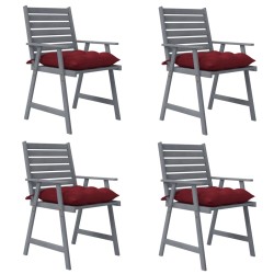 vidaXL Sillas de comedor jardín con cojines 4 uds madera maciza acacia