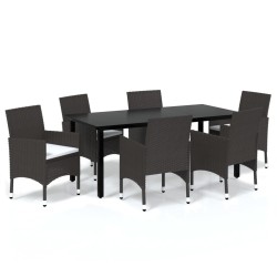 vidaXL Set muebles de jardín con cojines 7 pzas ratán sintético marrón
