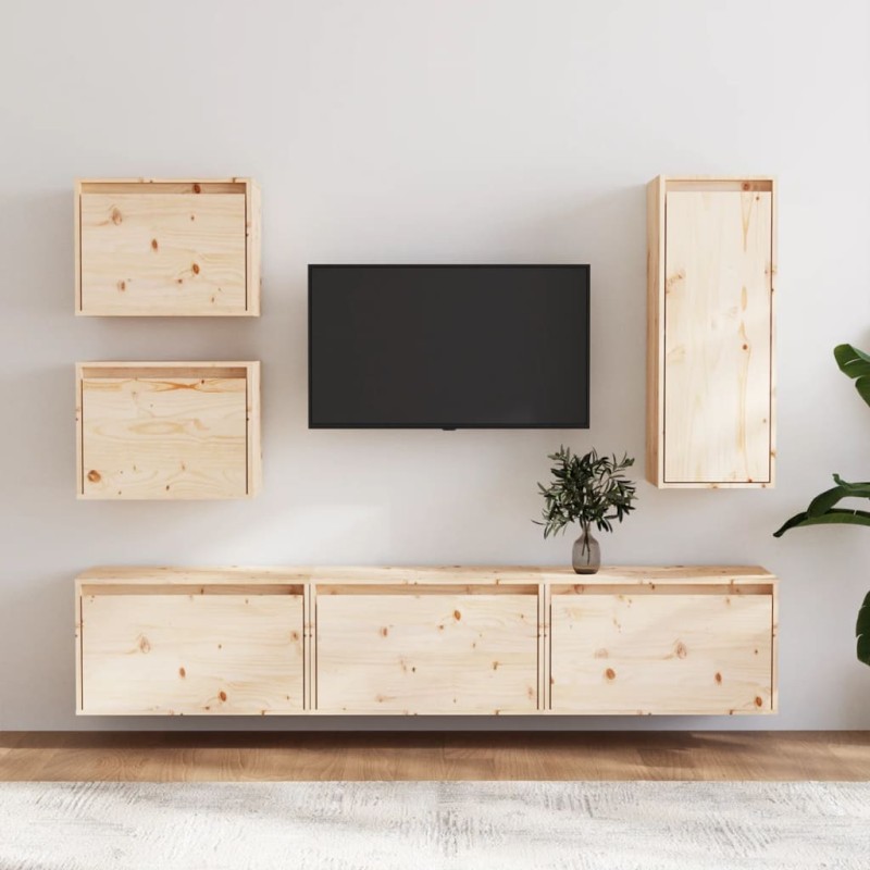 vidaXL Muebles para TV 6 piezas madera maciza de pino