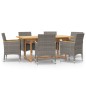 vidaXL Juego de comedor de jardín 7 piezas con cojines gris vidaXL Juego de comedor de jardín 7 piezas con cojines gris