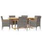 vidaXL Juego de comedor de jardín 7 piezas con cojines gris vidaXL Juego de comedor de jardín 7 piezas con cojines gris