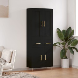 vidaXL Aparador alto madera contrachapada negro 69,5x34x180 cm