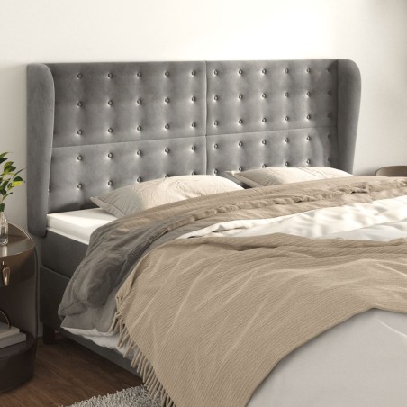 vidaXL Cabecero con orejas de terciopelo gris claro 183x23x118/128 cm