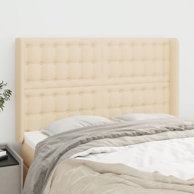 vidaXL Cabecero con orejas de tela color crema 147x16x118/128 cm vidaXL Cabecero con orejas de tela color crema 147x16x118/128 cm
