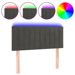 vidaXL Cabecero con LED de terciopelo gris oscuro 90x5x78/88 cm