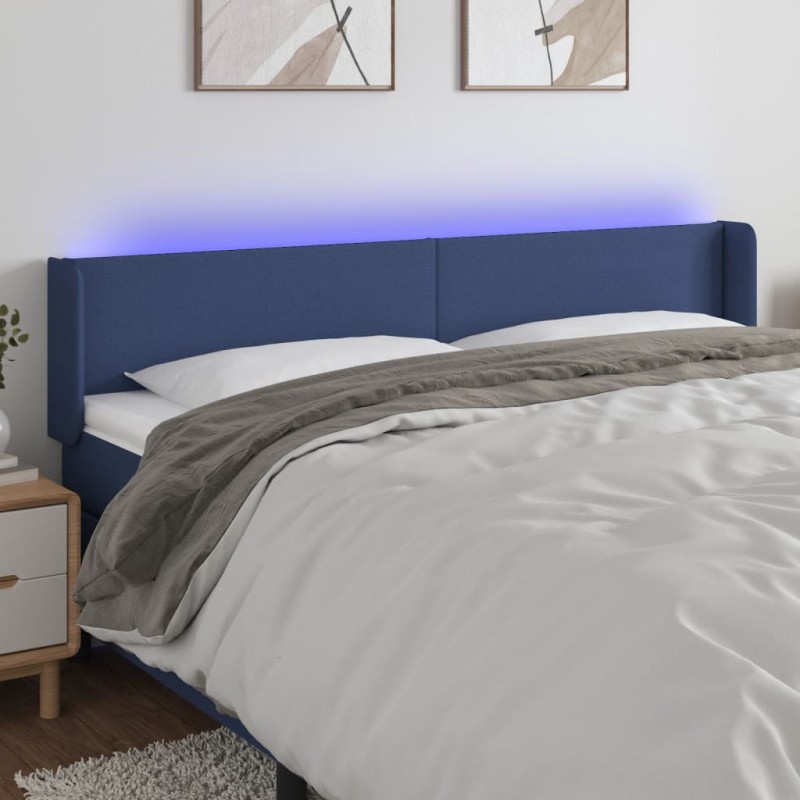 vidaXL Cabecero con LED de tela azul 183x16x78/88 cm vidaXL Cabecero con LED de tela azul 183x16x78/88 cm