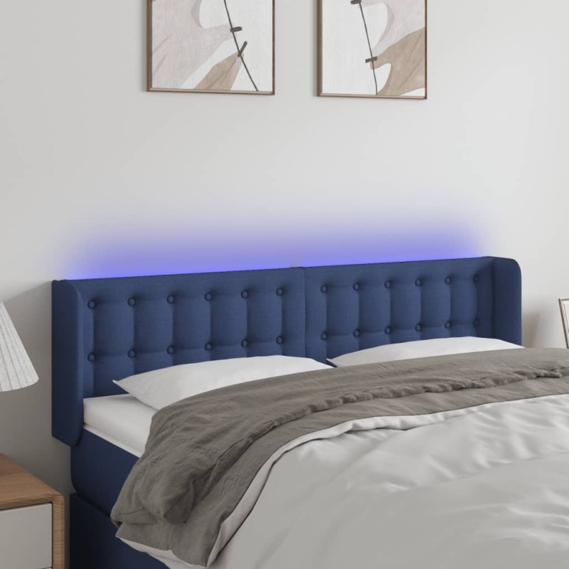 vidaXL Cabecero con LED de tela azul 147x16x78/88 cm vidaXL Cabecero con LED de tela azul 147x16x78/88 cm