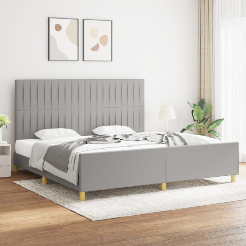 vidaXL Estructura de cama con cabecero de tela gris claro 200x200 cm vidaXL Estructura de cama con cabecero de tela gris claro 200x200 cm