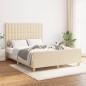vidaXL Estructura de cama con cabecero de tela color crema 140x190 cm vidaXL Estructura de cama con cabecero de tela color crema 140x190 cm