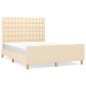 vidaXL Estructura de cama con cabecero de tela color crema 140x200 cm vidaXL Estructura de cama con cabecero de tela color crema 140x200 cm