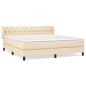 vidaXL Cama box spring con colchón tela color crema 180x200 cm