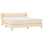 vidaXL Cama box spring con colchón tela color crema 180x200 cm