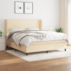 vidaXL Cama box spring con colchón tela color crema 180x200 cm