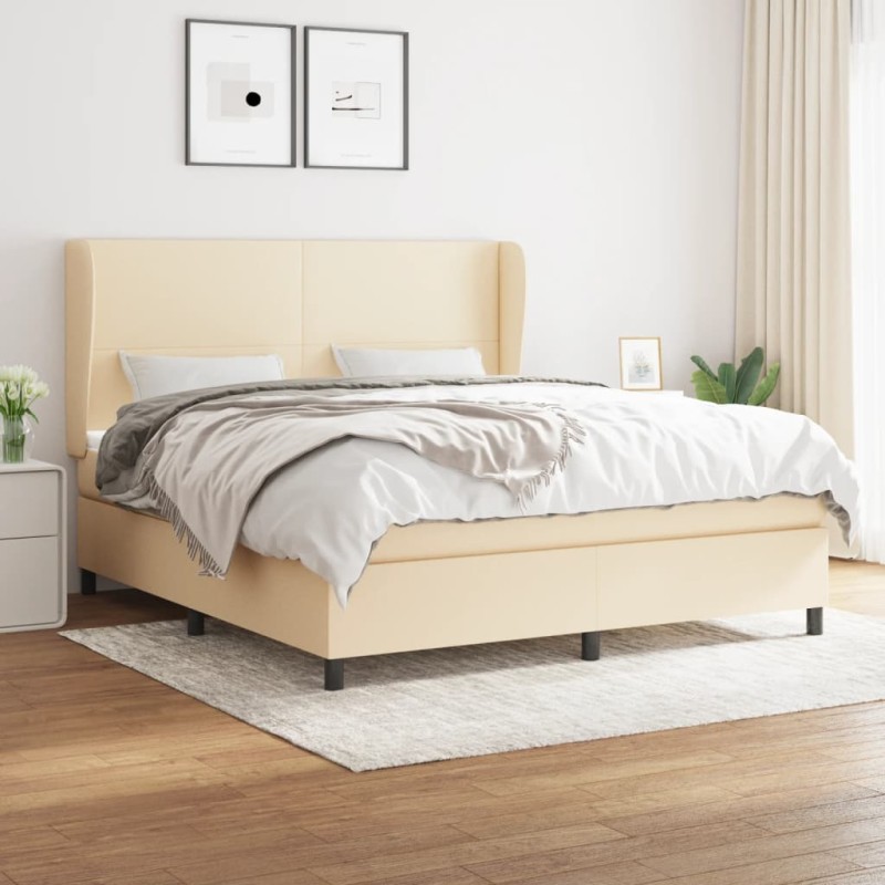vidaXL Cama box spring con colchón tela color crema 180x200 cm vidaXL Cama box spring con colchón tela color crema 180x200 cm
