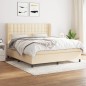 vidaXL Cama box spring con colchón tela color crema 160x200 cm vidaXL Cama box spring con colchón tela color crema 160x200 cm