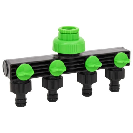 vidaXL Adaptador para grifo de 4 vías ABS & PP verde negro 19,5x6x11cm